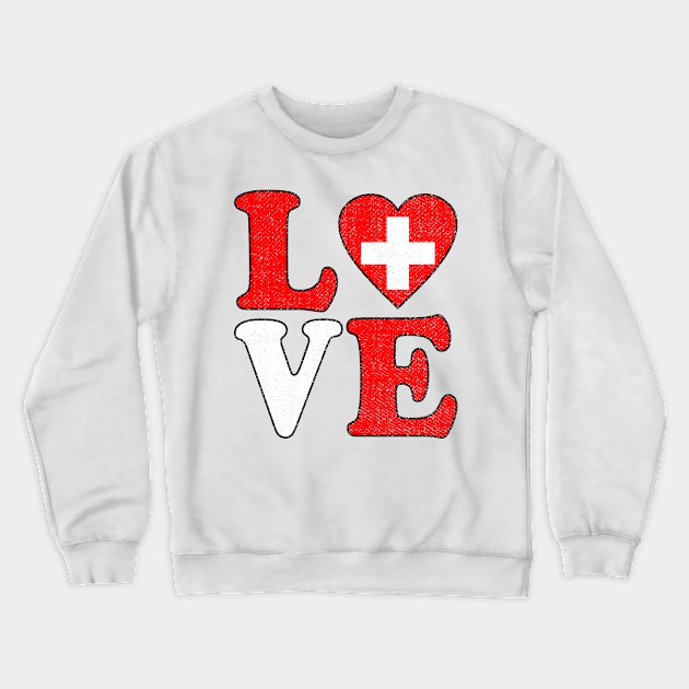 Love Swiss Pride Flag of Switzerland Crewneck Sweatshirt by RW